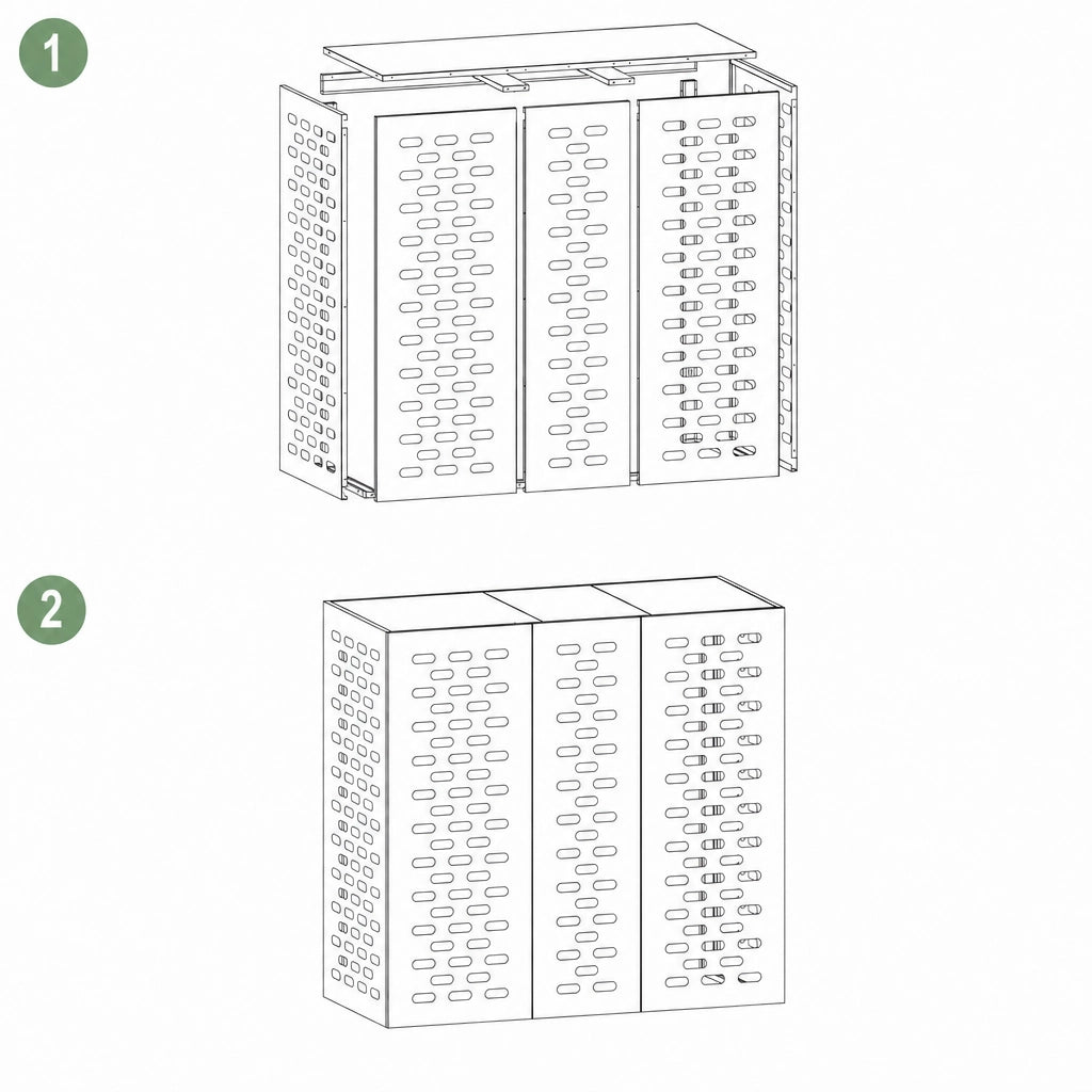 Instructions de montage du cache clim extérieur, étape 1 et 2