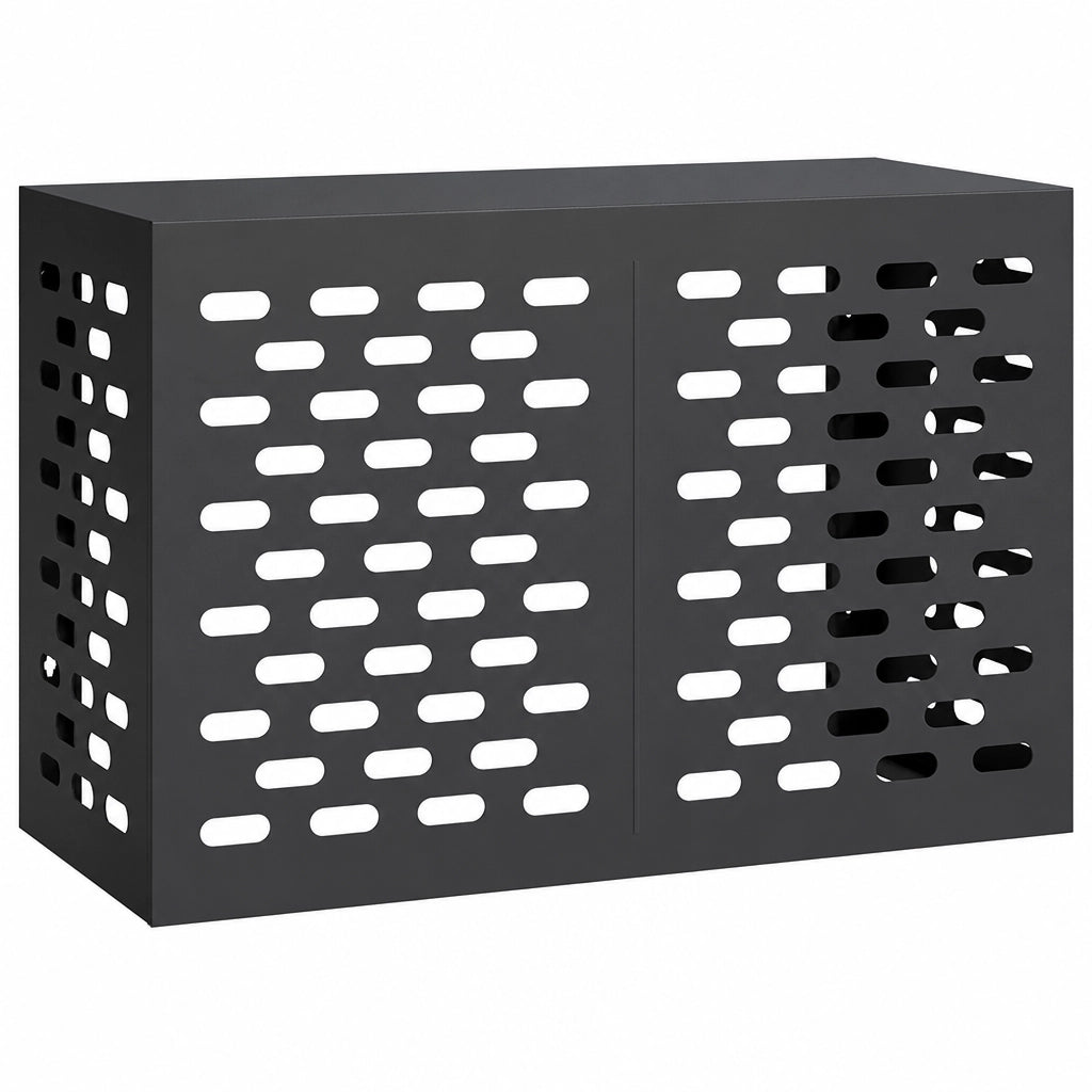 Cache clim extérieur en acier perforé noir, modèle S 90x40x60cm