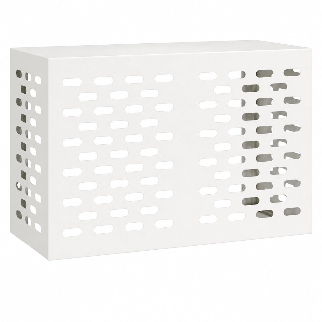 Cache clim extérieur en acier perforé blanc, modèle S 90x40x60cm
