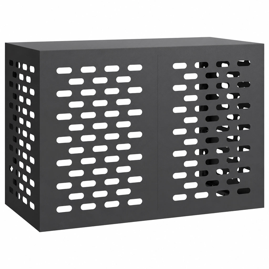 Cache clim extérieur en acier perforé noir, modèle M 100x50x70cm
