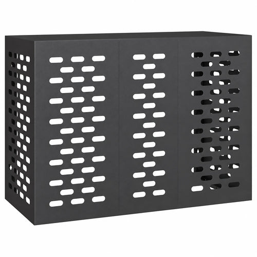 Cache clim extérieur en acier perforé noir, modèle L 110x50x80cm, trois panneaux
