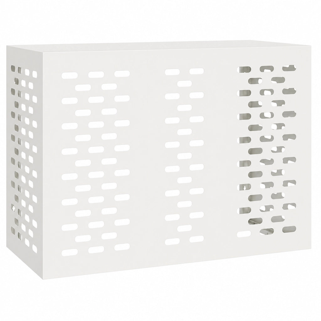 Cache clim extérieur en acier perforé blanc, modèle L 110x50x80cm, trois panneaux
