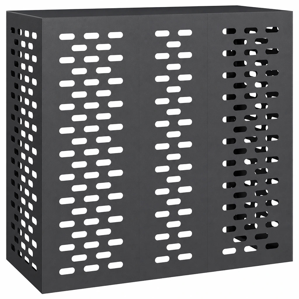 Cache clim extérieur en acier perforé noir, modèle XL 110x50x105cm

