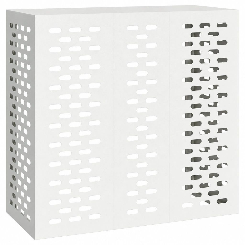 Cache clim extérieur en acier perforé blanc, modèle XL 110x50x105cm
