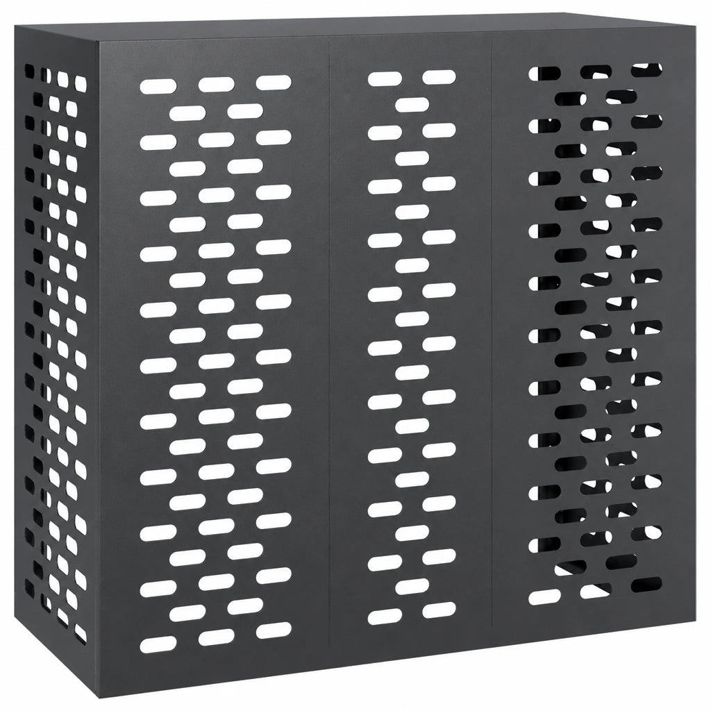 Cache clim extérieur en acier perforé anthracite, modèle XL 110x50x105cm
