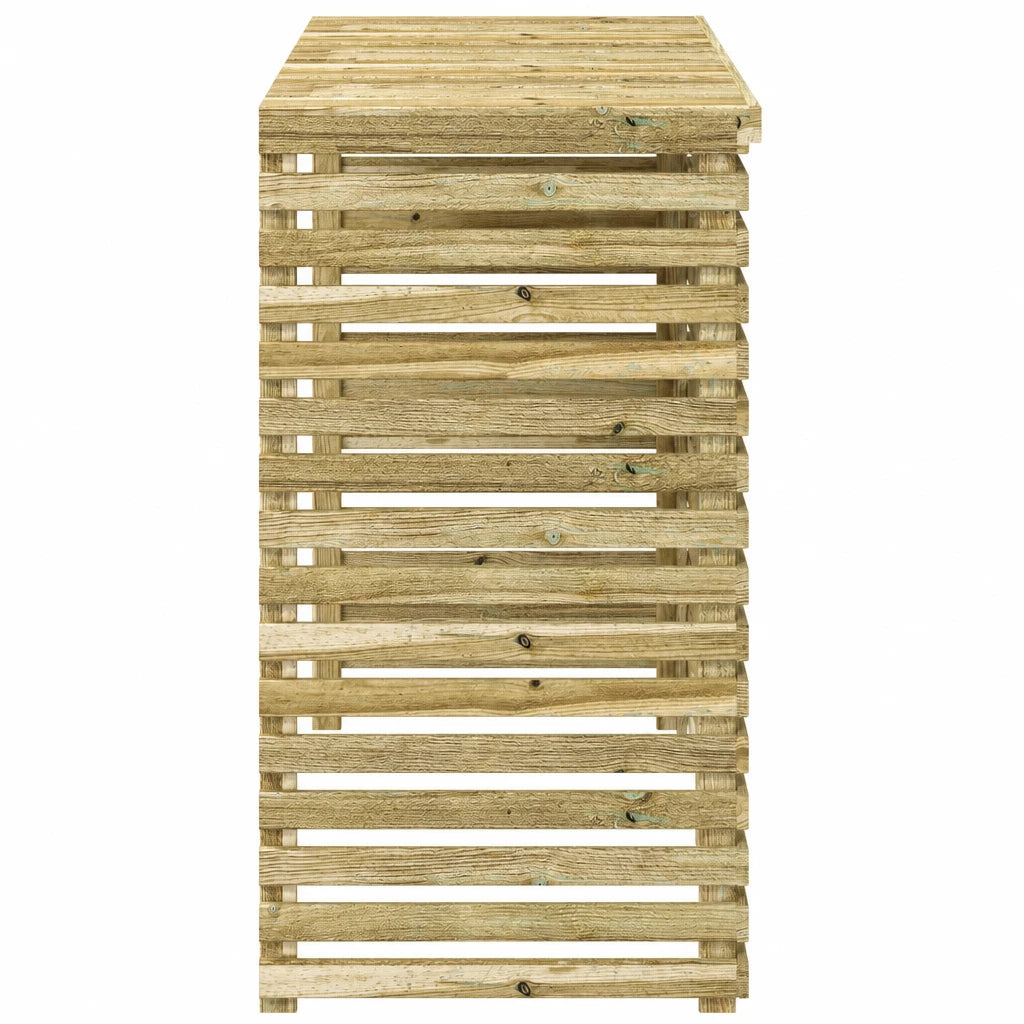 Détail du couvercle à lattes du cache climatiseur en bois de pin traité
